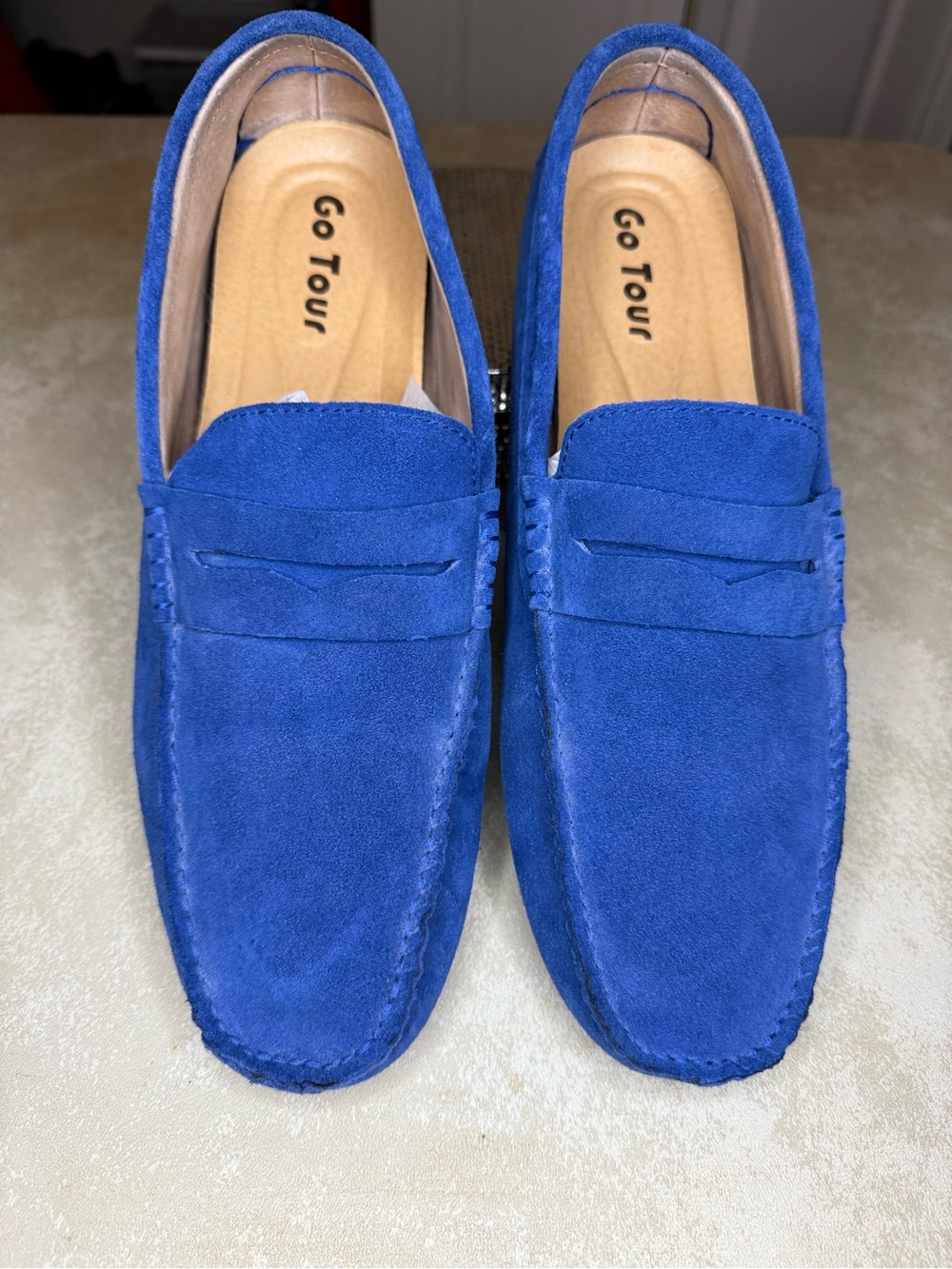 Go Tour Blue Suede Driving Loafers Men’s EU 49 US 13.5 Slip On Moccasins
